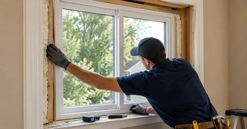 close-up of Low-E glass coating on an insulated window St. Marys
