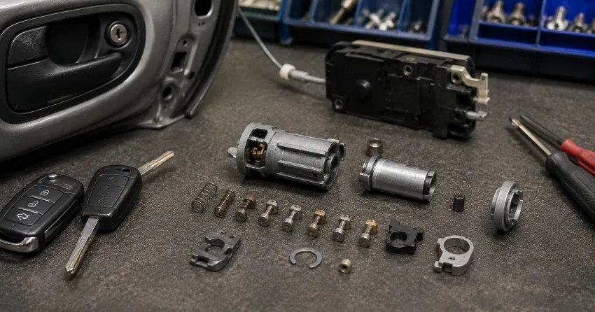 technician testing a car key fob during Car Lock Repair St. Marys