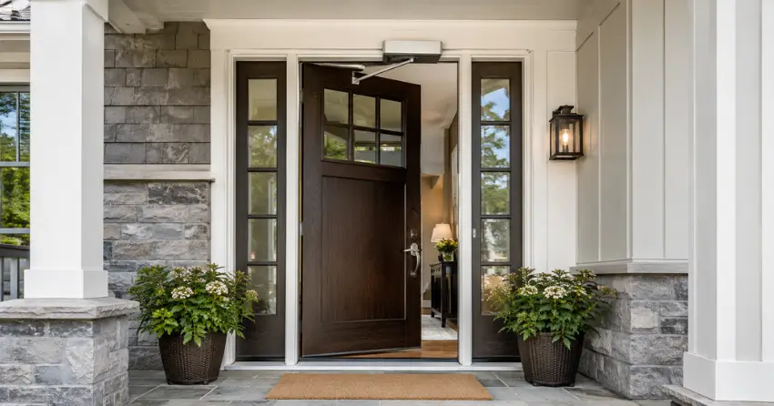 residential automatic door opener installed on exterior entry door in Lind, St. Marys