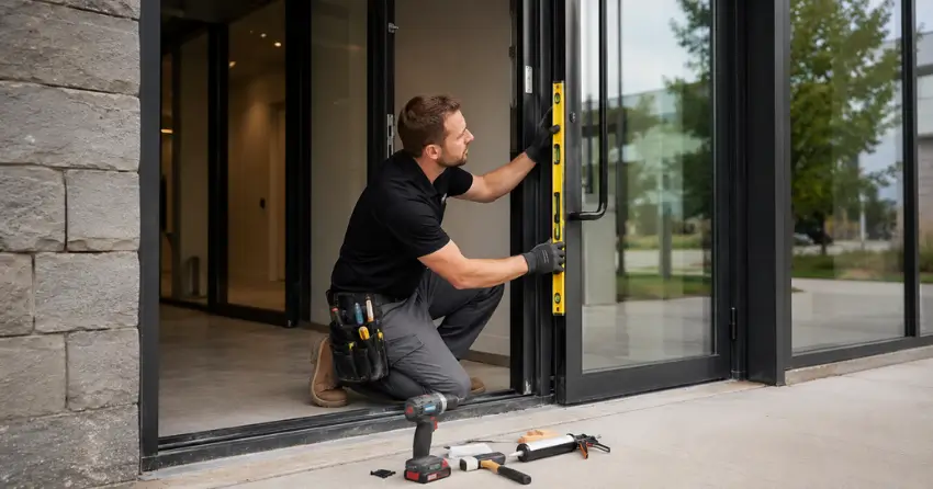 commercial glass door frame installation Lind, St. Marys
