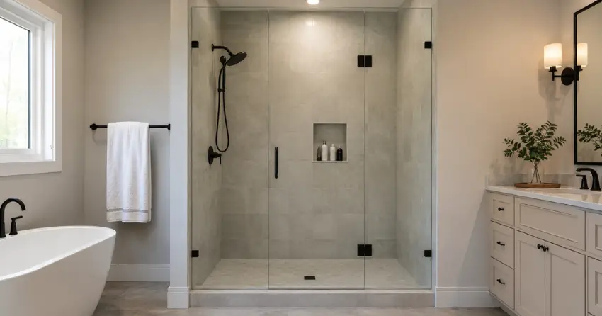 new frameless glass shower door installed in St. Marys Junction, St. Marys