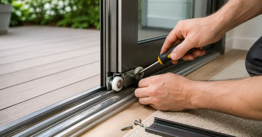 sliding door fix St. Marys technician diagnosing track issue